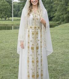 White Georgette Beaded Kaftan