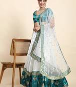 Green Zari With Sequin Embroidery Satin Lehenga set with choli and dupatta