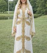 White Georgette Beaded Kaftan
