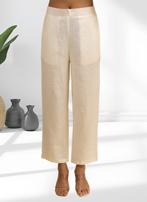 Cream long kurta with pant for women's 5