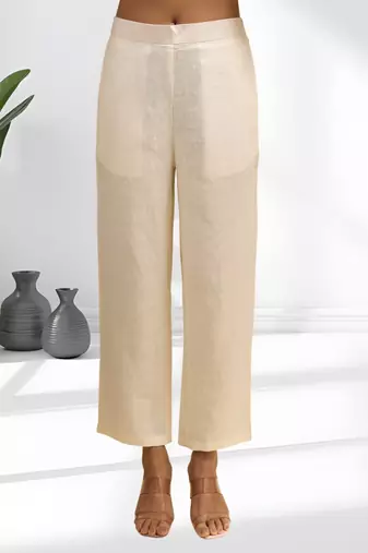 Cream long kurta with pant for women's