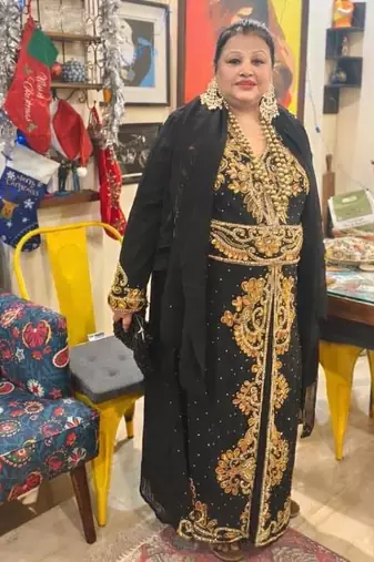 Black Georgette Beaded Kaftan