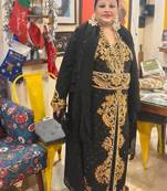 Black Georgette Beaded Kaftan