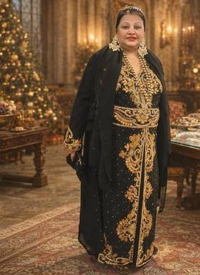 Black Georgette Beaded Kaftan 2
