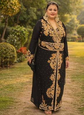 Black Georgette Beaded Kaftan 3