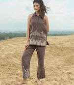 Brown embroidered viscose co-ord set