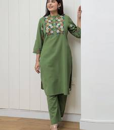 Green embroidered cotton co-ord set