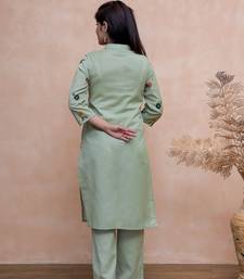 Green embroidered cotton co-ord set