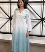 Sky blue embroidered cotton dress