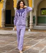 Green embroidered cotton co-ord set