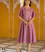 Pink embroidered cotton dress