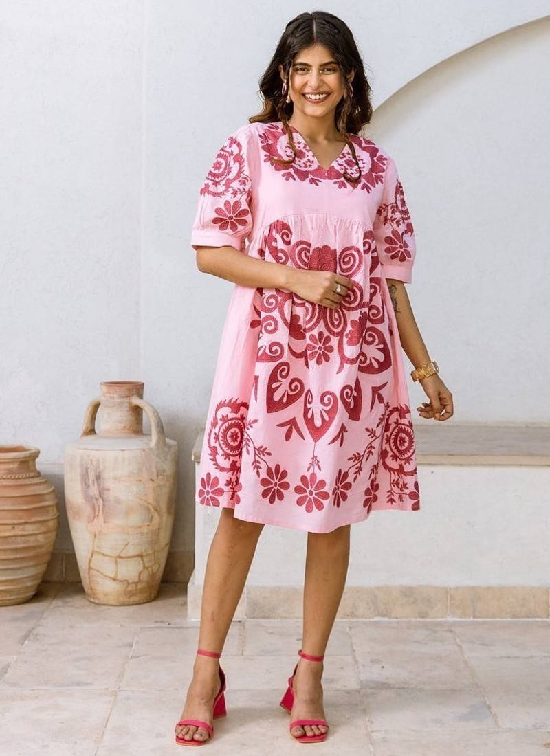 White embroidered cotton dress