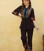 Black embroidered cotton co-ord set