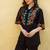 Black embroidered cotton co-ord set