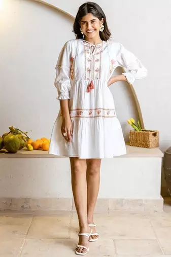 White embroidered cotton dress