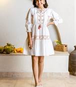 White embroidered cotton dress