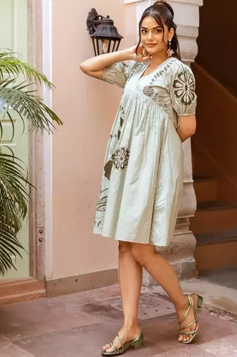 White embroidered cotton dress