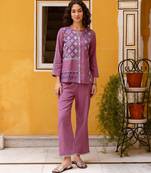 Pink embroidered cotton co-ord set