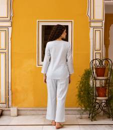 Sky blue embroidered cotton co-ord set