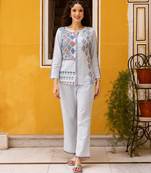 Sky blue embroidered cotton co-ord set