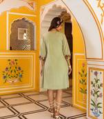 Green embroidered cotton dress
