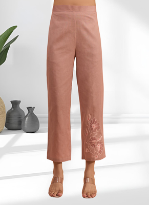 Powder pink cotton kurti set for women's 5
