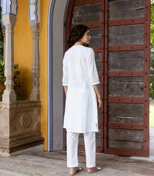 White embroidered cotton 1 kurta bottom