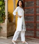 White embroidered cotton 1 kurta bottom