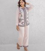 Pink embroidered cotton co-ord set