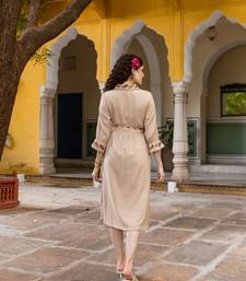 Beige embroidered cotton dress