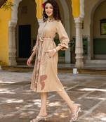 Beige embroidered cotton dress
