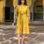 Mustard embroidered cotton dress