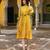 Mustard embroidered cotton dress