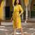 Mustard embroidered cotton dress