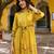 Mustard embroidered cotton dress