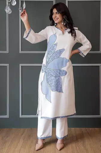 White embroidered cotton co-ord set