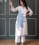 White embroidered cotton co-ord set