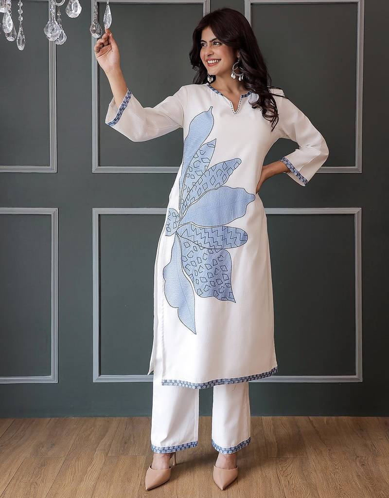 White embroidered cotton co-ord set