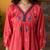 Red embroidered cotton dress