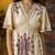 Beige embroidered cotton dress