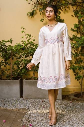 White embroidered cotton dress