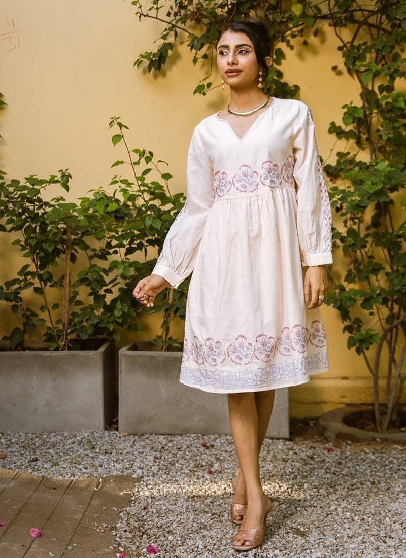 White embroidered cotton dress