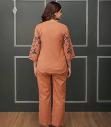 Brown embroidered cotton co-ord set