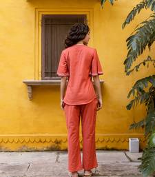 Orange embroidered cotton co-ord set