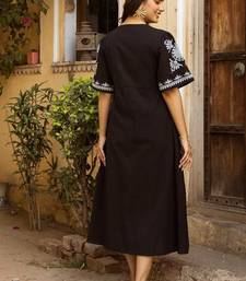 Black embroidered cotton dress