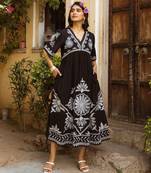 Black embroidered cotton dress