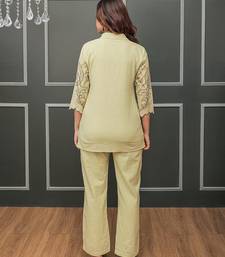 Green embroidered cotton co-ord set