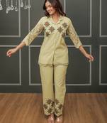 Green embroidered cotton co-ord set