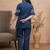 Blue embroidered cotton co-ord set