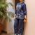 Blue embroidered cotton top 1 pair pants
